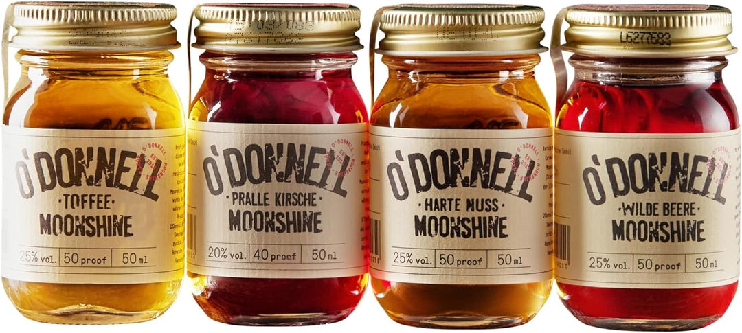 O'Donnell Moonshine Mini Set - Classic Edition (4 x 50ml) - Geschenkidee - Perfekt als Shot oder im Cocktail - Handwerklich hergestellte Spirituosen aus Berlin