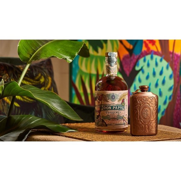 Don Papa Baroko mit Flachmann ( Hip Flask ) Geschenkpackung 2022 0,7L 40%Vol