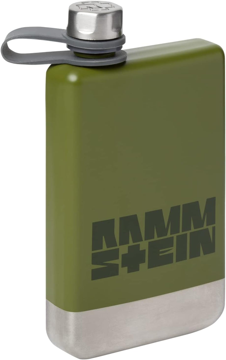 Rammstein Rum (1 x 0.7 l) + Rammstein Flachmann Benzin oliv, rostfreier Edelstahl Trinkbehälter im Set by Lange Theke