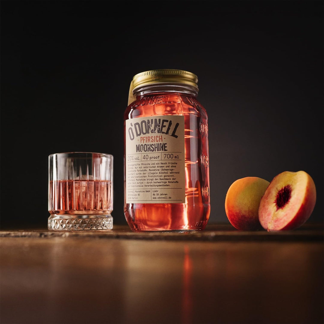 O'Donnell Moonshine - Pfirsich Likör (700ml) - Handwerklich hergestellte Spirituosen aus Berlin - Sommer Edition