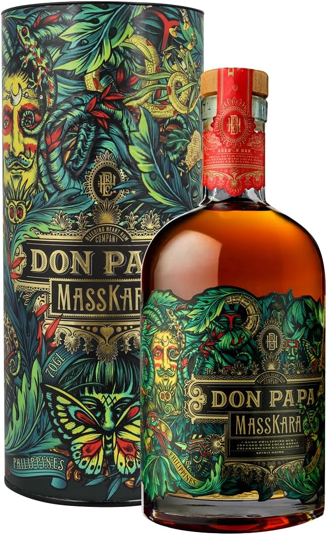 Don Papa | Masskara Rum Geschenkset | Street Art Canister | Standard Canister | Weich und fruchtig | Mit zarten Noten von Honig | 40% | 2 x 700ml | Geschenkset by Lange Theke