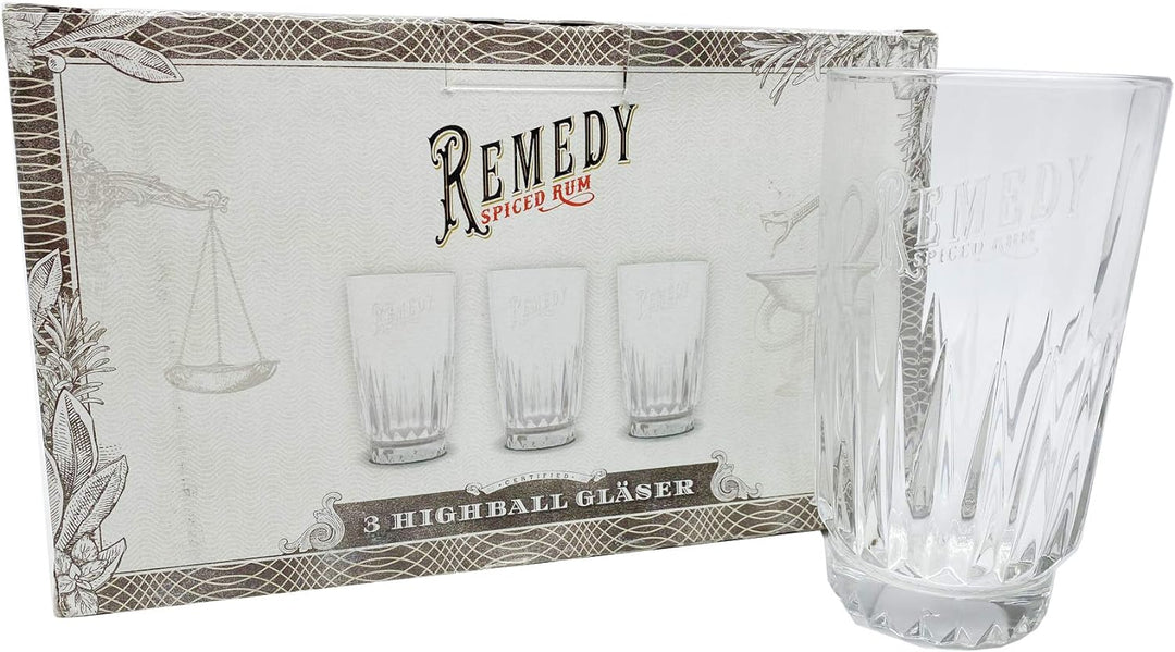Original Remedy Rum Gläser - 3er Set von Remedy Rum - für Longdrinks & Cocktails - sehr stabil
