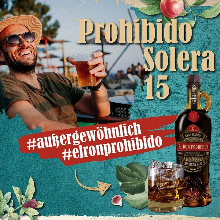 El Ron Prohibido Rum Reserva 15 Premium Rum Im 15-Jahre-Solera-Verfahren hergestellt Abgerundet mit Rosinenwein Langer, 40% Vol. 0,7L