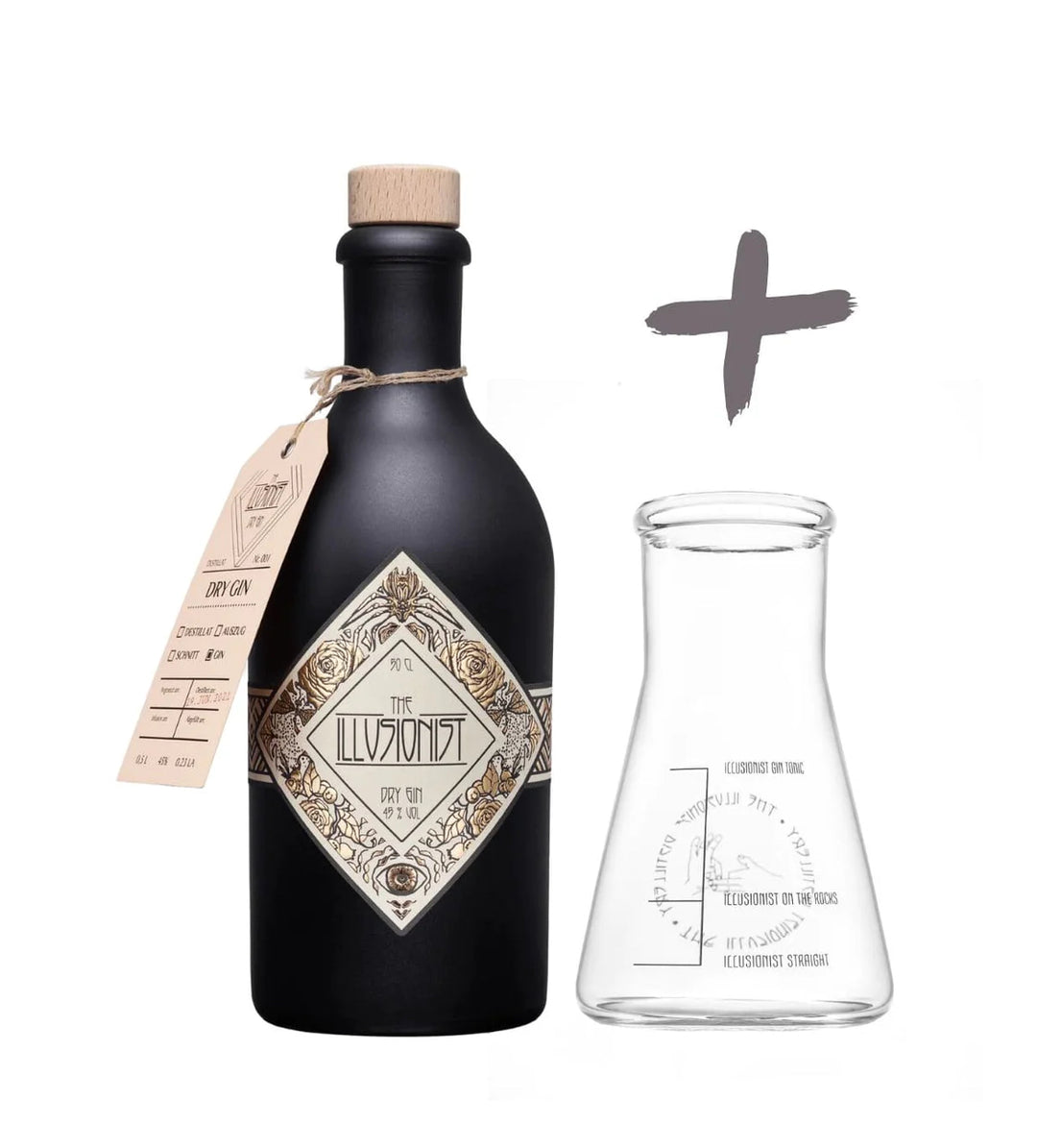 The Illusionist Dry Gin - 500ml + The Illusionist Distillery Gin & Tonic Glas (Erlenmeyerkolben), 250ml