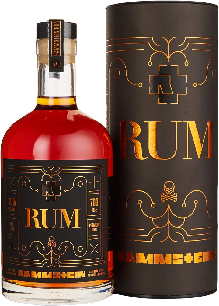 Rammstein Rum (1 x 0.7 l) + Rammstein Flachmann Benzin oliv, rostfreier Edelstahl Trinkbehälter im Set by Lange Theke