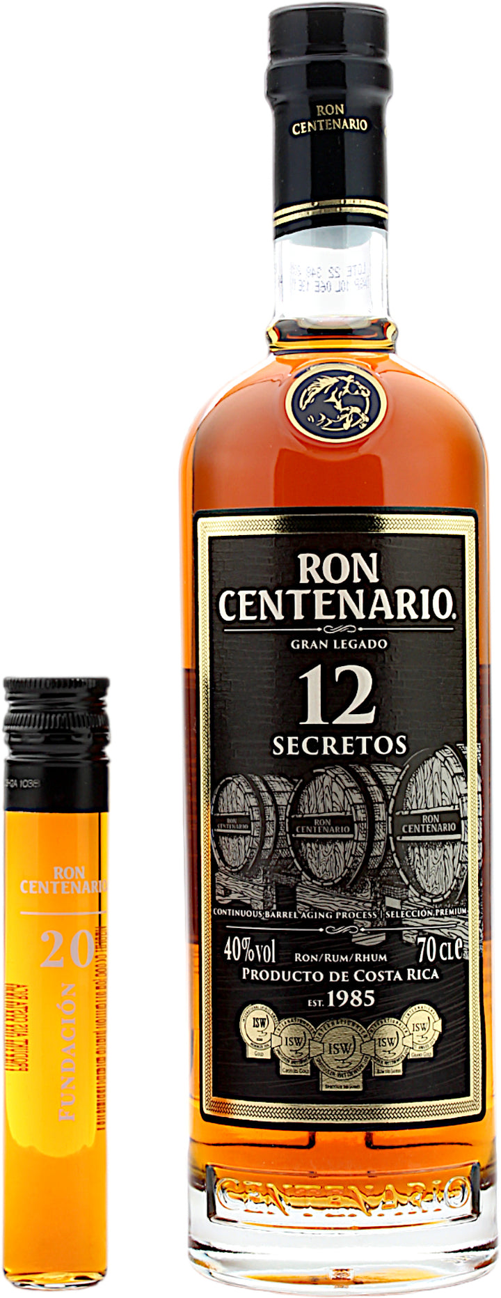 Ron Centenario 12 Secretos mit einer Centenario 20 Miniatur 40.0% 0,75l
