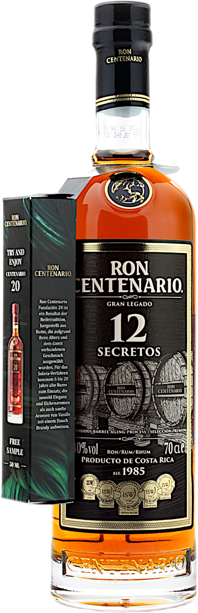 Ron Centenario 12 Secretos mit einer Centenario 20 Miniatur 40.0% 0,75 –