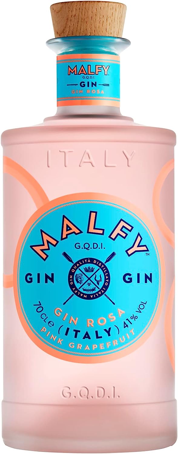 Malfy Gin Rosa – Super Premium Gin aus Italien mit Pink Grapefruit und Rhabarber – 41 % Vol – 1 x 0,7L