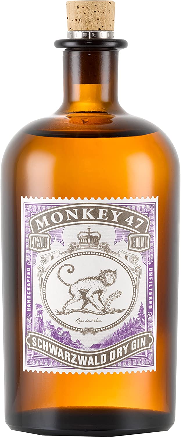 Monkey 47 Schwarzwald Dry Gin – Harmonischer Ultra Premium Gin mit Wacholderaroma & frischen Zitronen- und Fruchtnoten